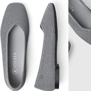 Vivaia grey square toe ballet flats size 38.5
